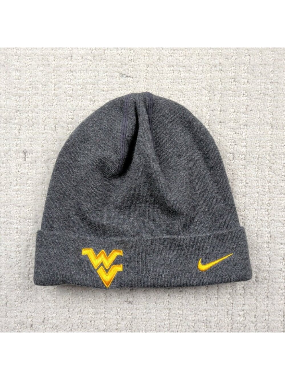 West Virginia Mountaineers x Nike Hat Cap Gray Beanie Winter Dri Fit Thin Knit